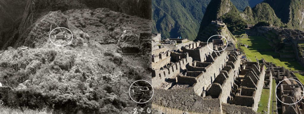 Side-by-side comparison of Machu Picchu: 1911 vs 2014