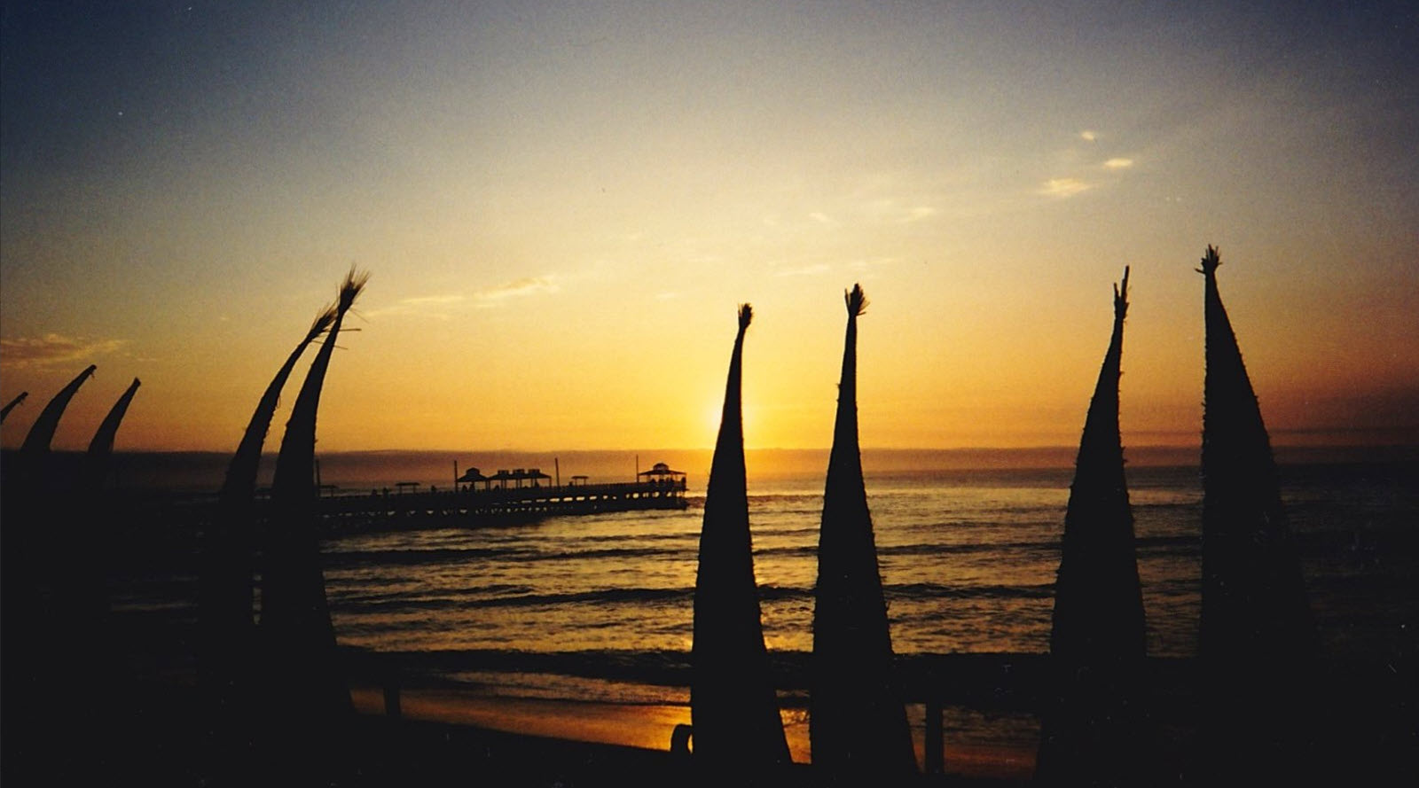 Astoundingly beautiful sunsets at Huanchaco Beach in Northern Peru