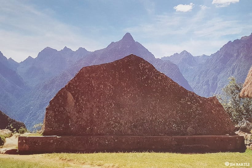 The Sacred Rock of Machu Picchu silhouetted by Yanantin Mountain in the distance - Photo Courtesy of Jim Bartle