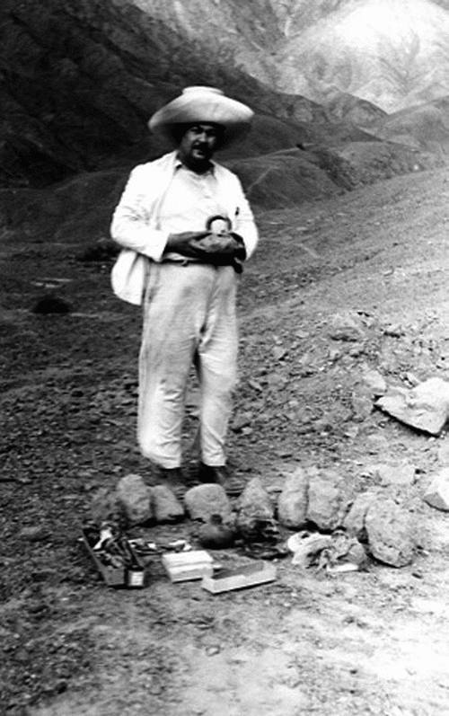 Rafael Larco at his exacavation in the Chicama Valley. Photo Courtesy of the Rafael Larco Herrera Museum, Lima